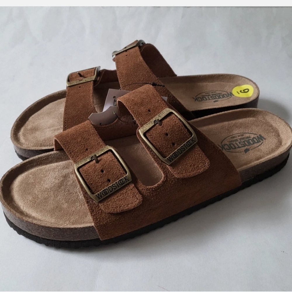 Woodstock Suede Leather sandals slides Mens Size 7 8 9 12 leather sabo